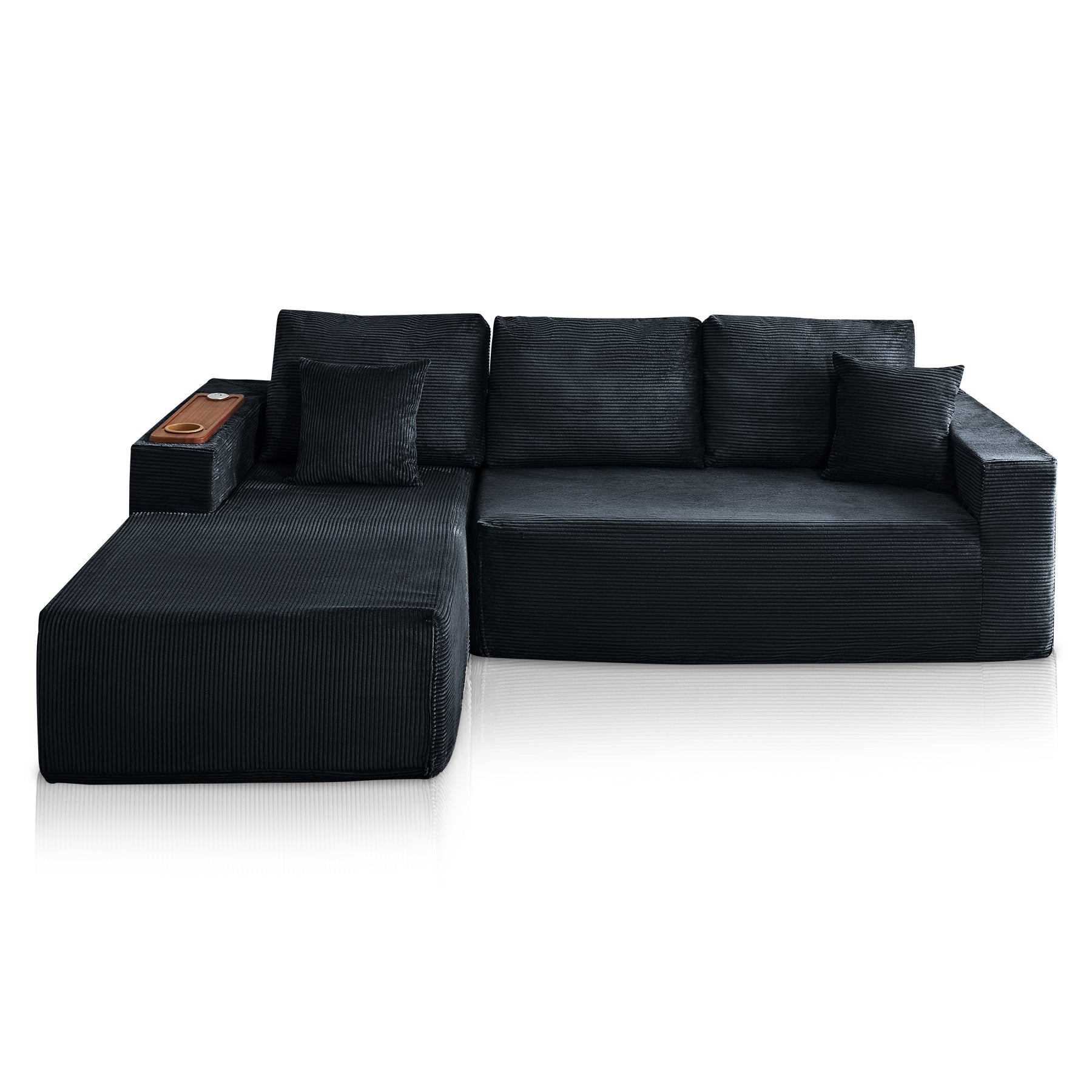 Modular Sectional Sofa Cloud Couch with Multi-Functional Armrests, Boneless Plush L-Shape Living Room Couch with Deep Seat, Fluffy Comfy Sleeper Sofa Easy Assembly