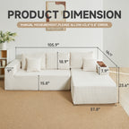 Modular Sectional Sofa Cloud Couch with Multi-Functional Armrests, Boneless Plush L-Shape Living Room Couch with Deep Seat, Fluffy Comfy Sleeper Sofa Easy Assembly