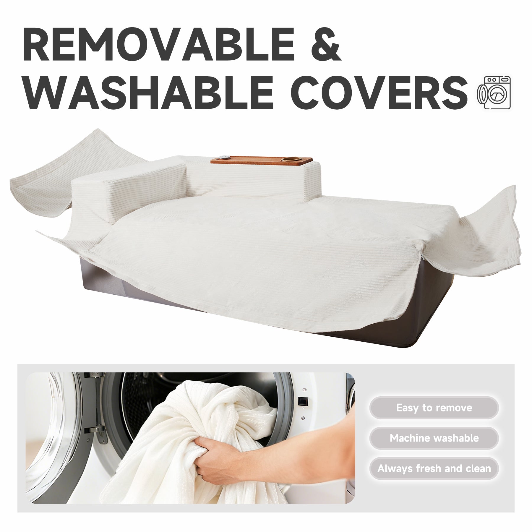 Modular Sectional Sofa Cloud Couch with Multi-Functional Armrests, Boneless Plush L-Shape Living Room Couch with Deep Seat, Fluffy Comfy Sleeper Sofa Easy Assembly