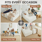 Modular Sectional Sofa Cloud Couch with Multi-Functional Armrests, Boneless Plush L-Shape Living Room Couch with Deep Seat, Fluffy Comfy Sleeper Sofa Easy Assembly