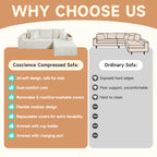 Modular Sectional Sofa Cloud Couch with Multi-Functional Armrests, Boneless Plush L-Shape Living Room Couch with Deep Seat, Fluffy Comfy Sleeper Sofa Easy Assembly