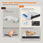 5 Inch Thick Orthopedic Dog Bed for Medium & Large Dogs, High Density Egg Crate Memory Foam with Support Foam, Waterproof Liner & TPU, Removable Washable Cover, Nonskid Bottom