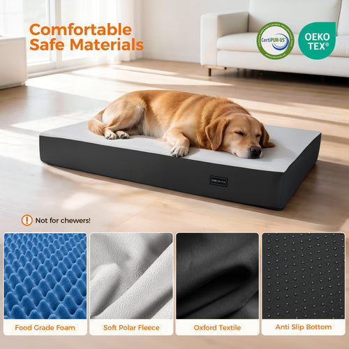Orthopedic Dog Bed for Medium & Large Dogs, High Density Egg Crate Memory Foam with Support Foam, Waterproof Liner & TPU, Removable Washable Cover, Nonskid Bottom